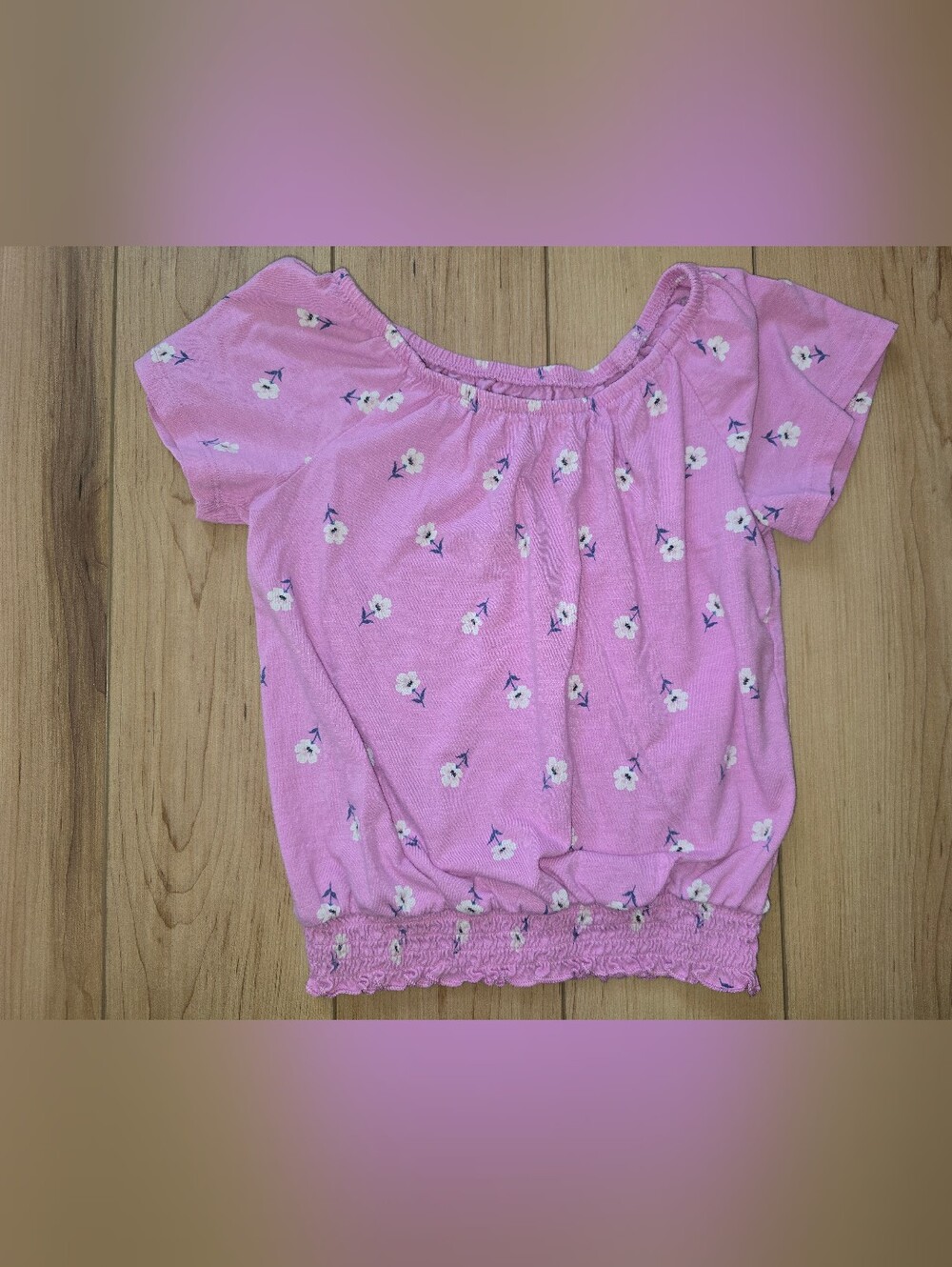 SO Pink Floral Elastic-Hem Girls' Top